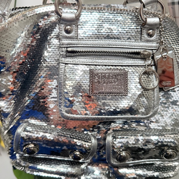 Y2K Vintage Coach Silver Sequin Poppy Spotlight 13821 - Picture 3 of 10